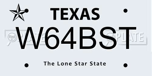 W64BST Texas License Plate