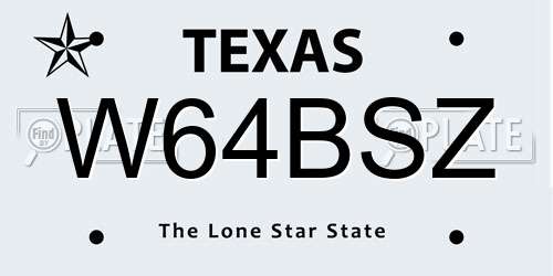 W64BSZ Texas License Plate