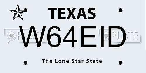 W64EID Texas License Plate