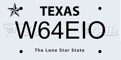 W64EIO Texas License Plate