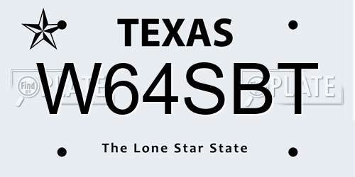 W64SBT Texas License Plate