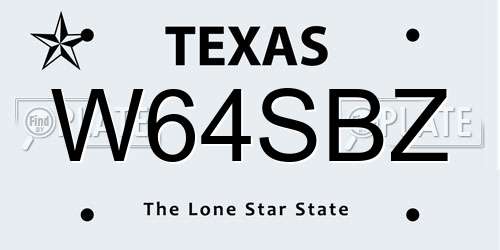 W64SBZ Texas License Plate