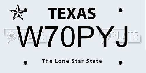 W70PYJ Texas License Plate