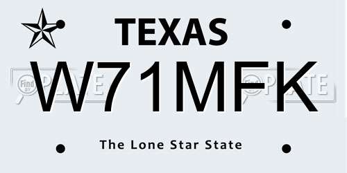 W71MFK Texas License Plate