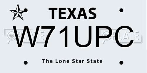 W71UPC Texas License Plate