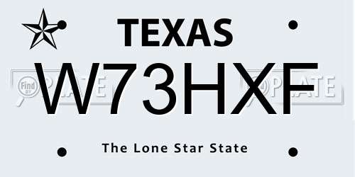 W73HXF Texas License Plate