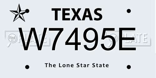 W7495E Texas License Plate