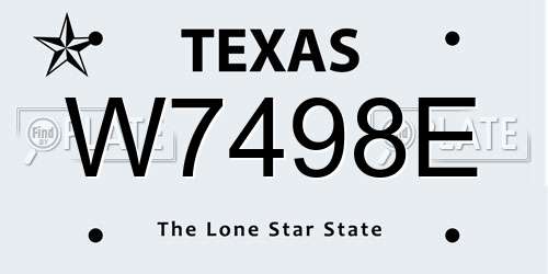 W7498E Texas License Plate