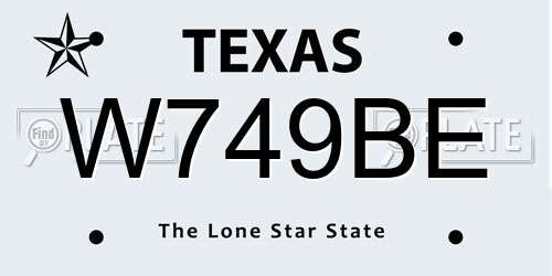 W749BE Texas License Plate