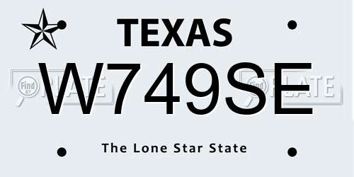 W749SE Texas License Plate