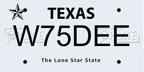 W75DEE Texas License Plate
