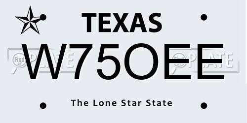 W75OEE Texas License Plate
