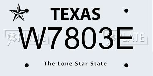 W7803E Texas License Plate