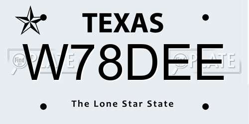 W78DEE Texas License Plate