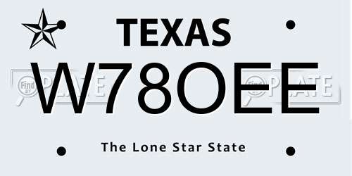 W78OEE Texas License Plate