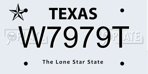 W7979T Texas License Plate