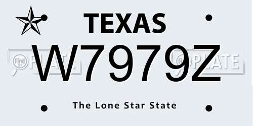 W7979Z Texas License Plate