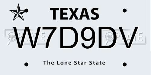 W7D9DV Texas License Plate
