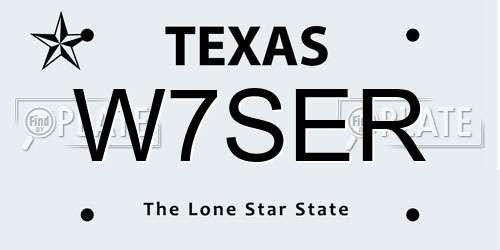 W7SER Texas License Plate