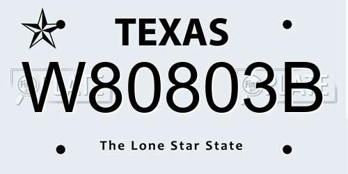 W80803B Texas License Plate
