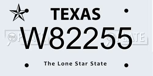 W82255 Texas License Plate