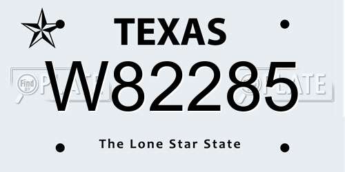 W82285 Texas License Plate