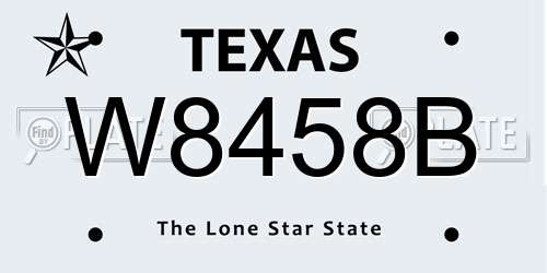 W8458B Texas License Plate