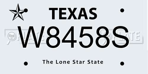 W8458S Texas License Plate