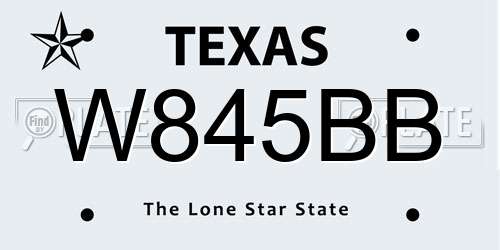 W845BB Texas License Plate