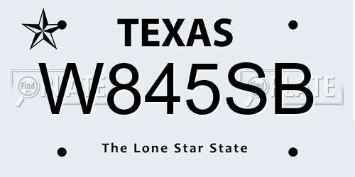 W845SB Texas License Plate