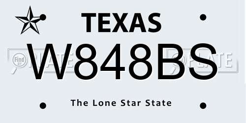 W848BS Texas License Plate