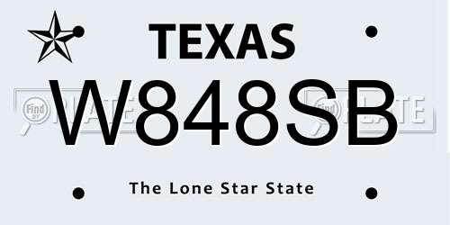 W848SB Texas License Plate