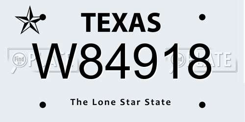 W84918 Texas License Plate