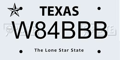 W84BBB Texas License Plate