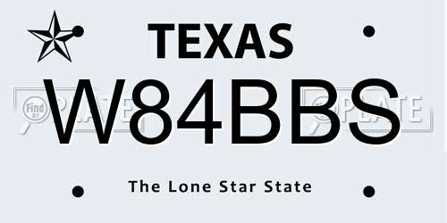 W84BBS Texas License Plate