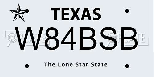 W84BSB Texas License Plate