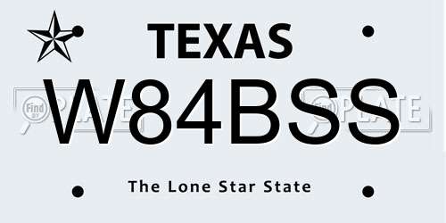 W84BSS Texas License Plate