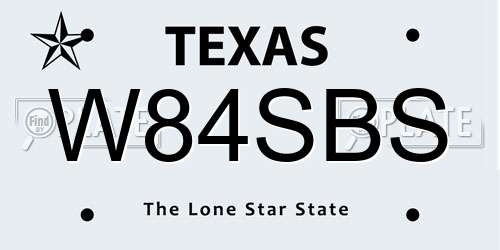 W84SBS Texas License Plate