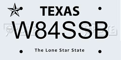 W84SSB Texas License Plate