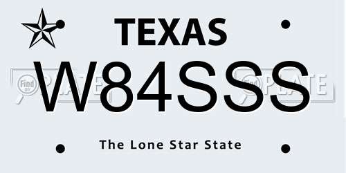 W84SSS Texas License Plate