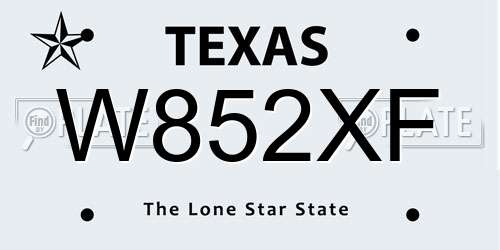 W852XF Texas License Plate