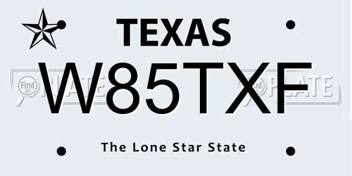 W85TXF Texas License Plate
