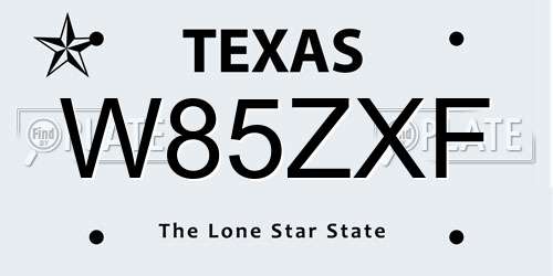 W85ZXF Texas License Plate