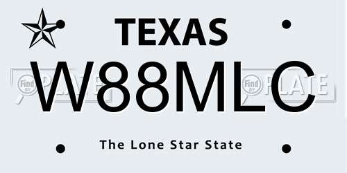 W88MLC Texas License Plate