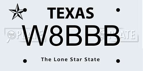 W8BBB Texas License Plate