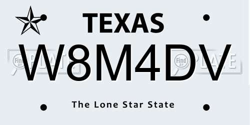 W8M4DV Texas License Plate