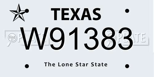 W91383 Texas License Plate