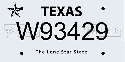 W93429 Texas License Plate