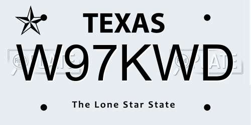 W97KWD Texas License Plate