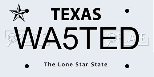 WA5TED Texas License Plate